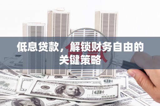 神池低息贷款，解锁财务自由的关键策略
